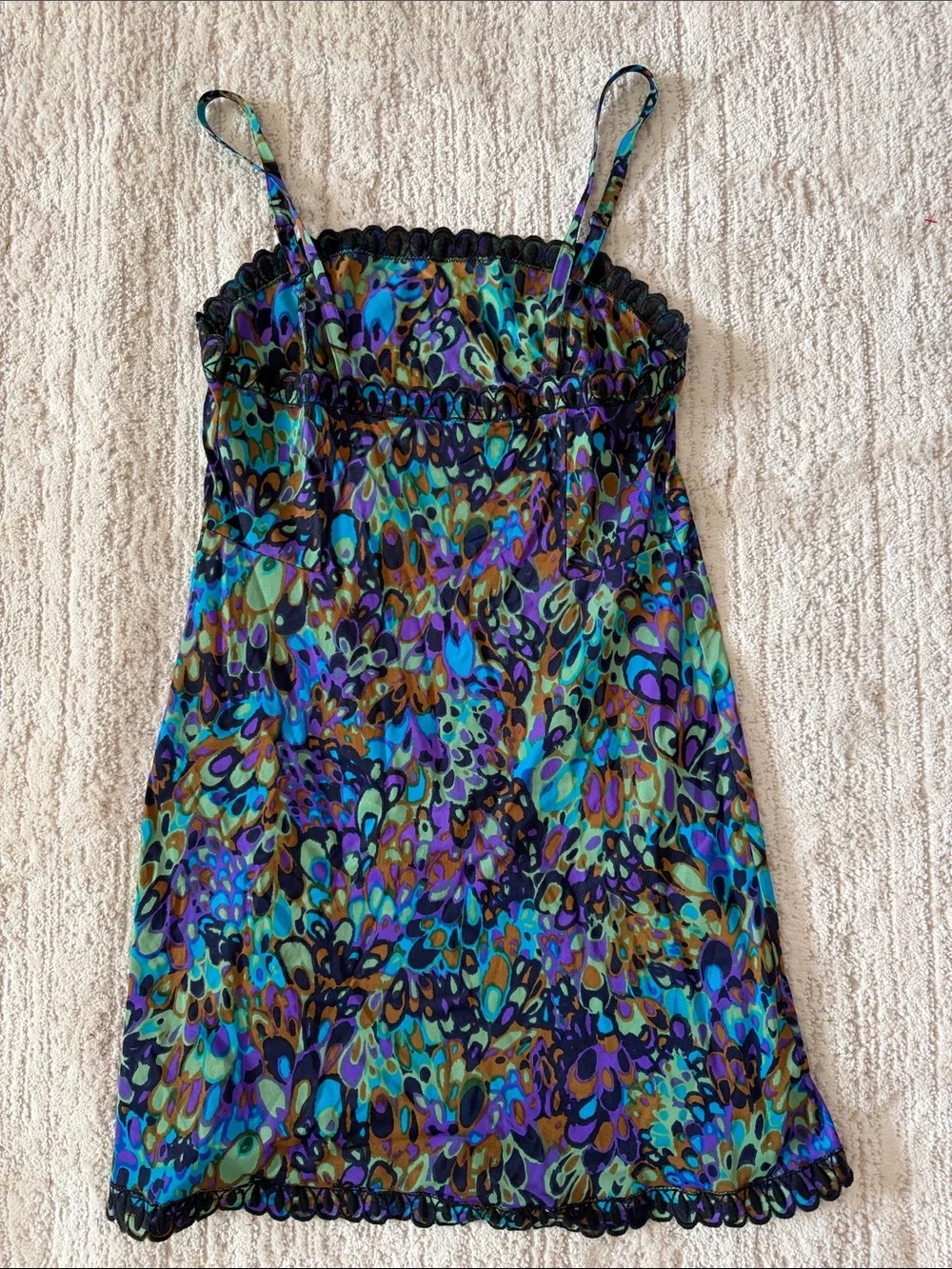 Vintage 60s Gossard Artemis slip chemise dress nylon with black lace 34 - Picture 3 of 6
